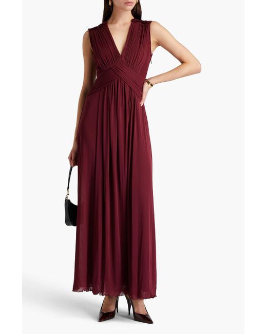 Diane von Furstenberg Purple Marika Ruched Stretch-mesh Maxi Dress