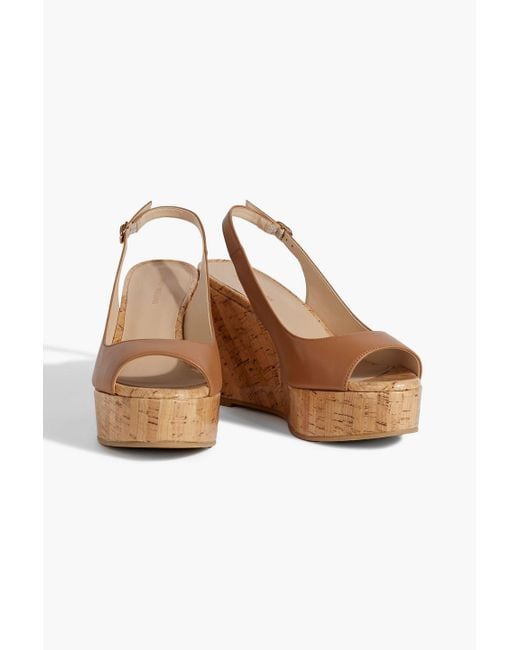Stuart Weitzman White Riveria Leather Wedge Slingback Sandals