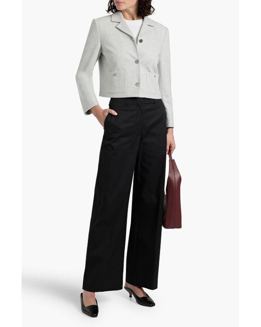 Theory White Cropped Herringbone Knitted Jacket