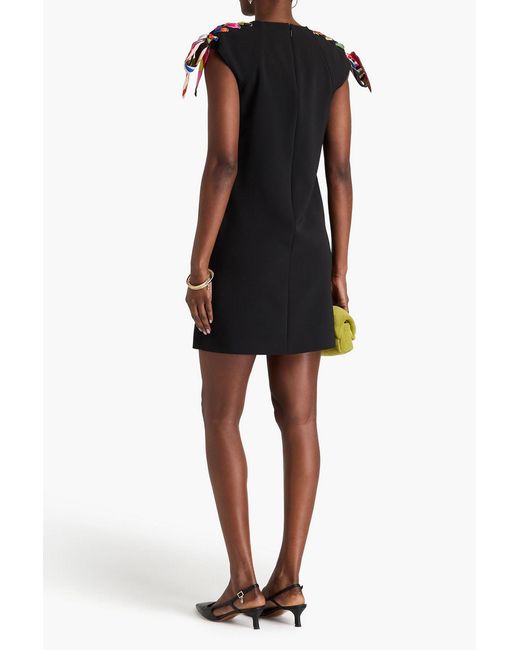 Emilio Pucci Black Printed Silk-trimmed Stretch-crepe Mini Dress