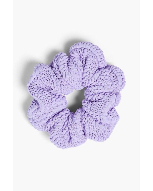 Hunza G Purple Crinkled Seersucker Scrunchie
