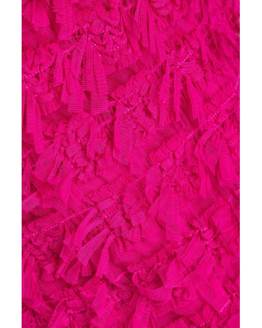 Rebecca Vallance Pink Cherie Amour Fringed Tulle Mini Dress
