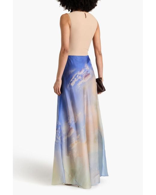 Zimmermann Blue Printed Silk-organza Maxi Skirt