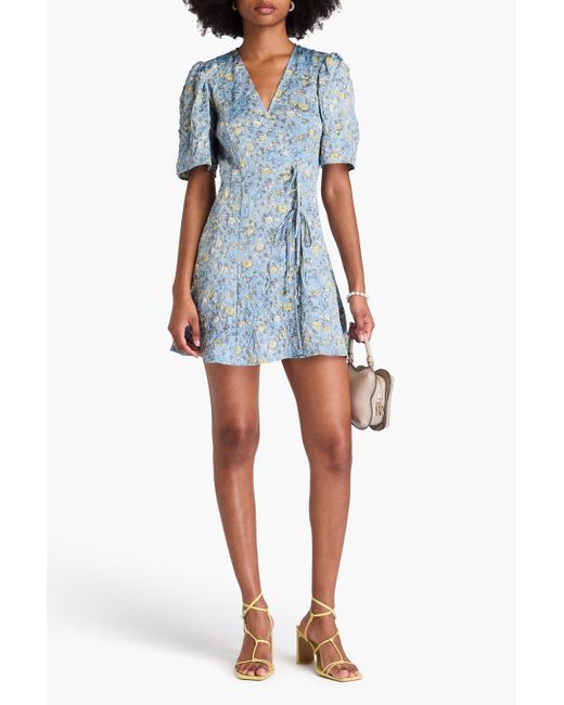 ganni blue floral wrap dress GANNI Blue Floral Dress