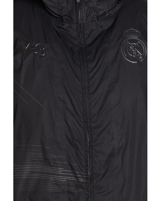 Y-3 Black Printed Shell Hooded Track Jacket for men