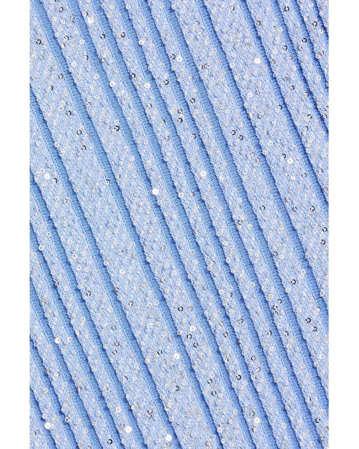 Missoni Blue Sequin-Embellished Ribbed-Knit Tank