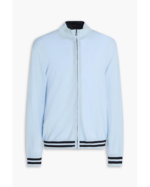 James Perse Blue Striped Cotton-Blend Zip-Up Cardigan for men