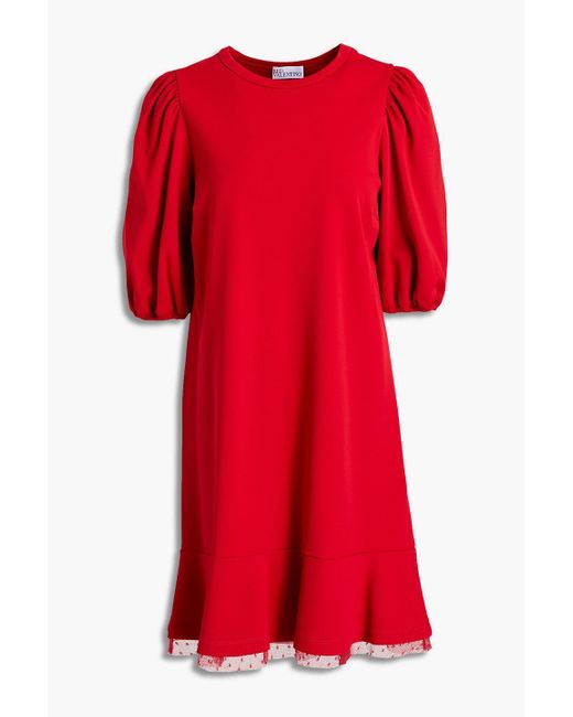 RED Valentino Red Point D'esprit-trimmed Jersey Mini Dress