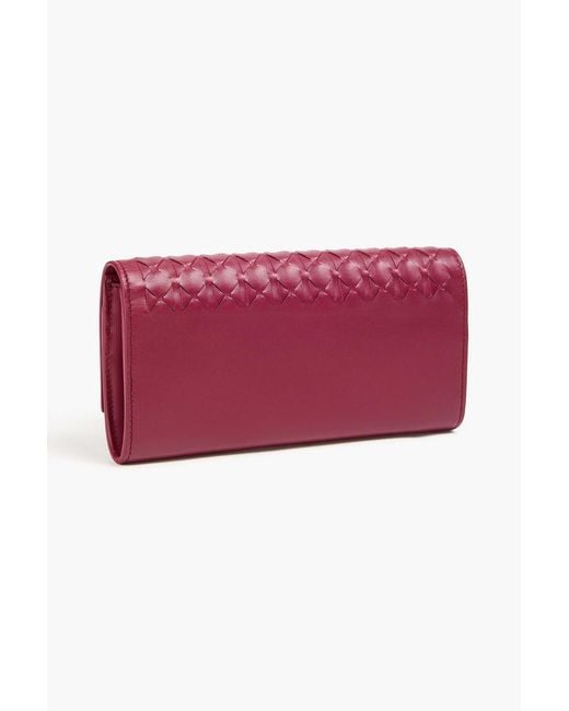 Serapian Red Woven Leather Continental Wallet