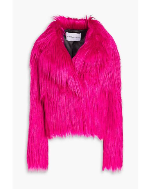 Stand Studio Pink Faux Fur Jacket
