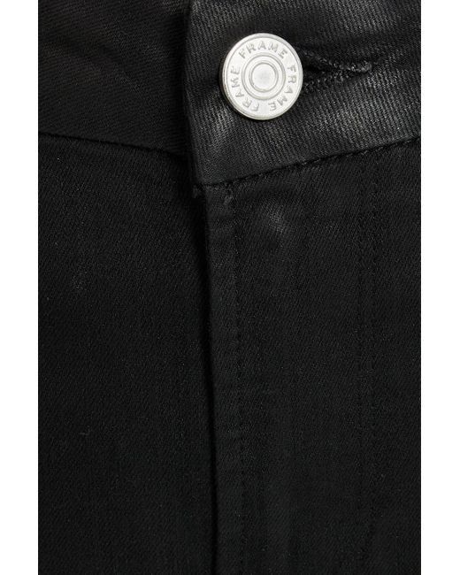 FRAME Black Le Mini Boot Coated Mid-rise Bootcut Jeans