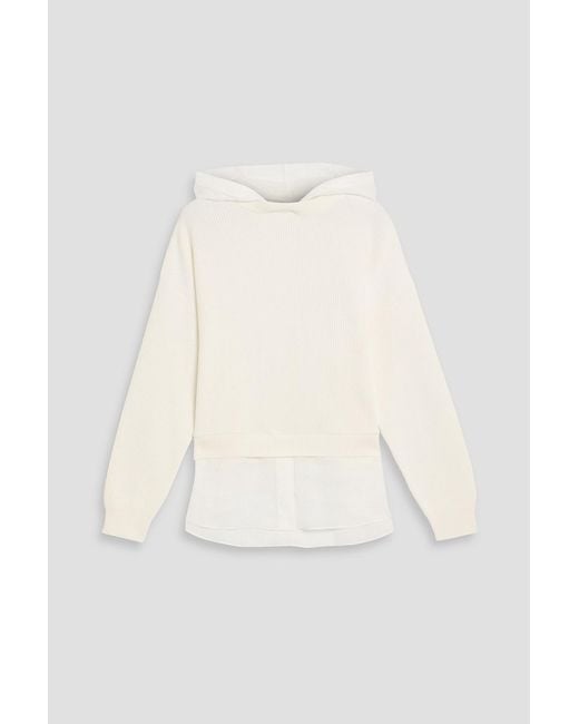Brunello Cucinelli Natural Layered Ribbed Cotton And Gauze Hoodie