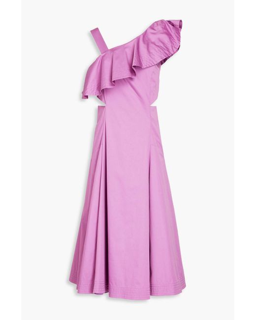 Veronica Beard Pink Beilla Ruffled Cotton-blend Poplin Midi Dress