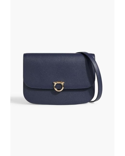 Ferragamo Blue Pebbled-leather Shoulder Bag