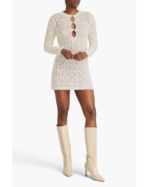 Loulou de Saison Natural Evan Pointelle-knit Cotton-blend Mini Dress