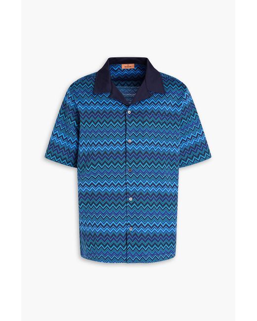 Missoni Blue Crochet-knit Cotton Shirt for men