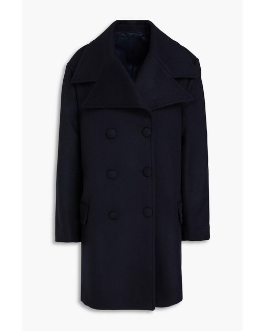 Officine Generale Blue Helene Double-Breasted Wool And Cashmere-Blend Coat