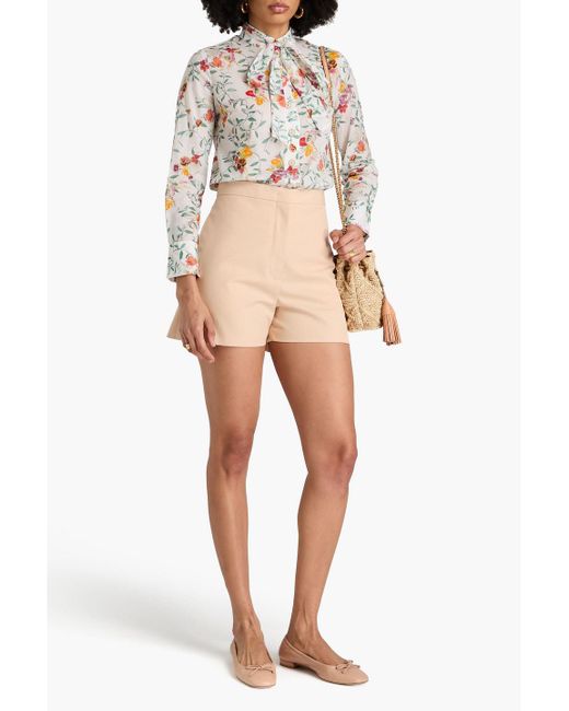 Zimmermann Gray Pussy-bow Floral-print Cotton-voile Shirt