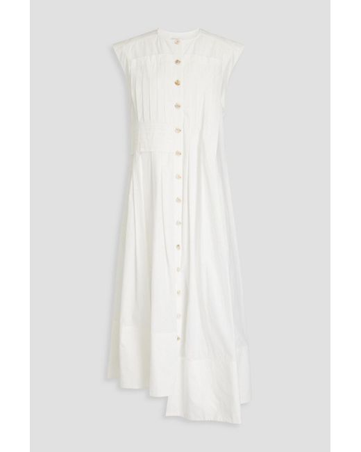 Aje. White Midsummer Pleated Cotton-poplin Midi Shirt Dress