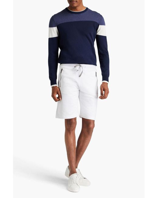 Canali Blue Color-block Cotton And Wool-blend Sweater for men