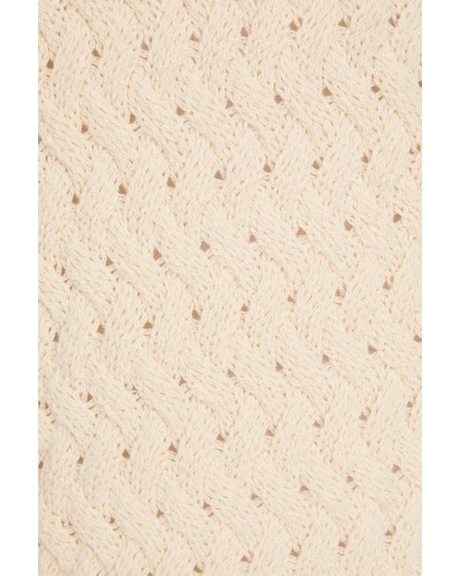 Zimmermann Natural Cable-Knit Wool And Cotton-Blend Turtleneck Midi Dress