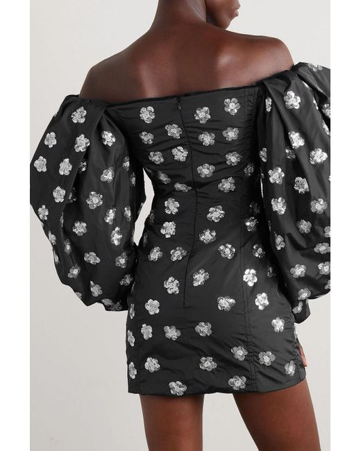 Jacquemus Black Sequin-Embellished Taffeta Mini Dress