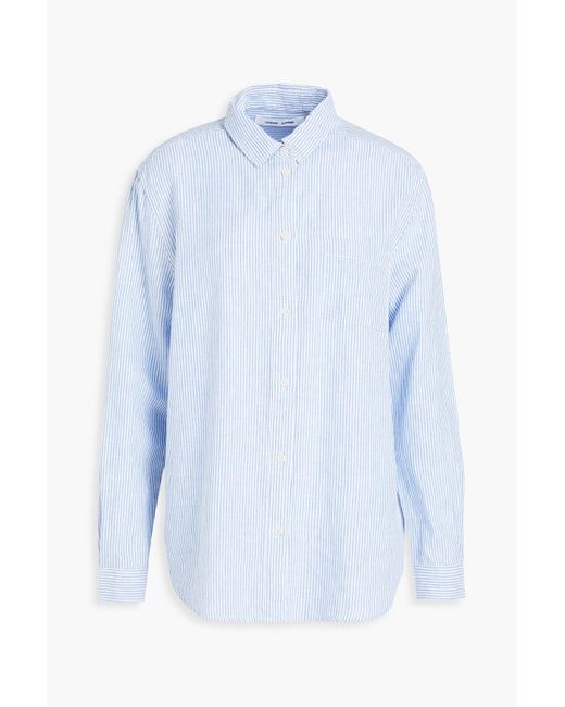 Samsøe & Samsøe Blue Striped Cotton And Linen-blend Shirt