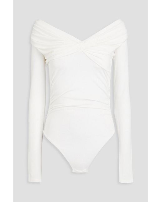 TOVE White Off-the-shoulder Twisted Stretch-jersey Bodysuit