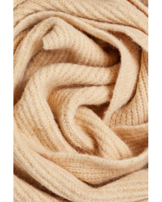 Nanushka Natural Levi Fringed Ribbed-knit Scarf