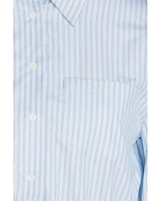 Maje Blue Cirisa Cropped Striped Cotton Shirt