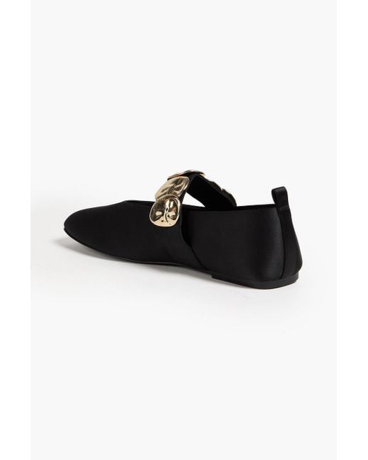 Stine Goya Black Sgreelo mary-jane-ballerinas aus satin mit verzierung