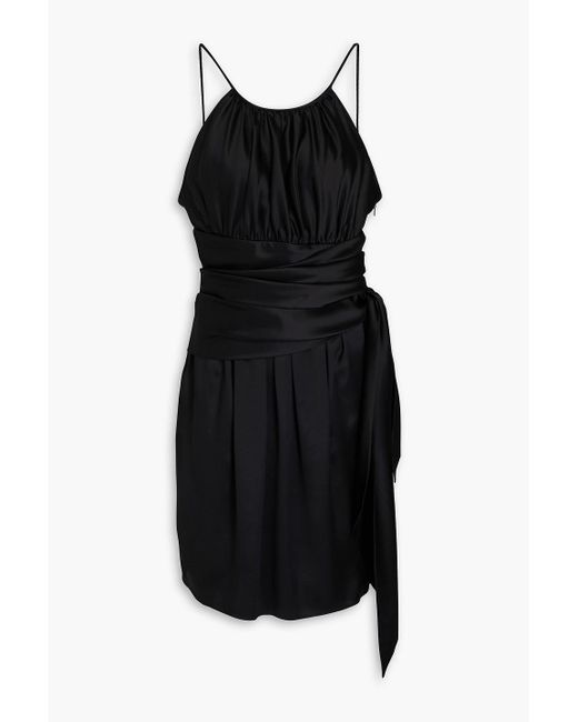Emporio Armani Black Draped Silk-satin Mini Dress
