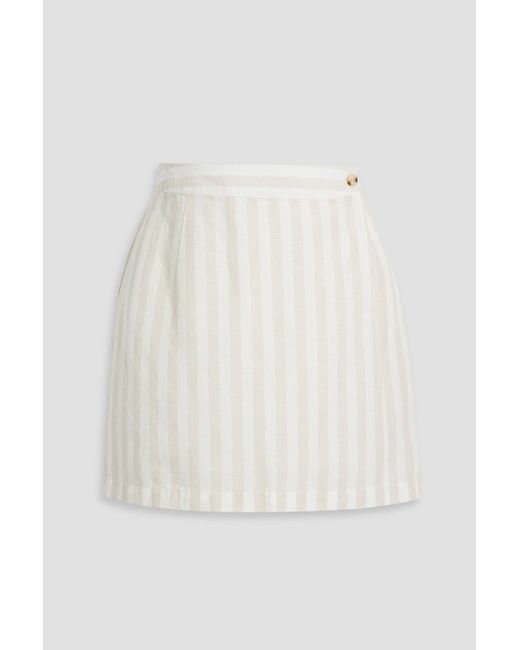 Onia Natural Striped Linen-blend Mini Wrap Skirt