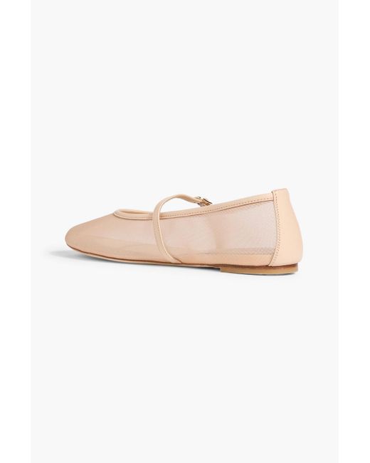 Stuart Weitzman Pink Mary-jane-ballerinas aus mesh mit lederbesatz