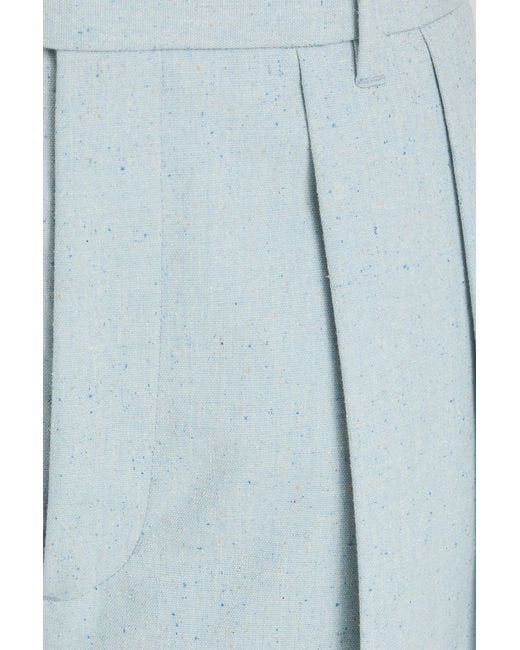 Zimmermann Blue Pleated Cotton And Silk-blend Wide-leg Pants