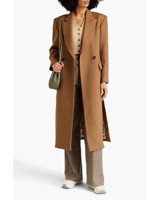 Sandro Brown Double-breasted Twill Coat