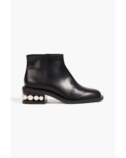 Nicholas Kirkwood Black Embellished Leather Ankle Boots