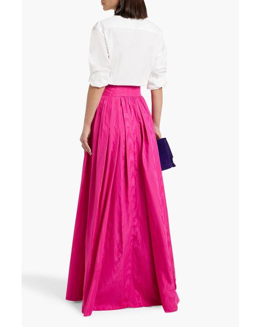 Carolina Herrera Pink Pleated Moire Maxi Skirt