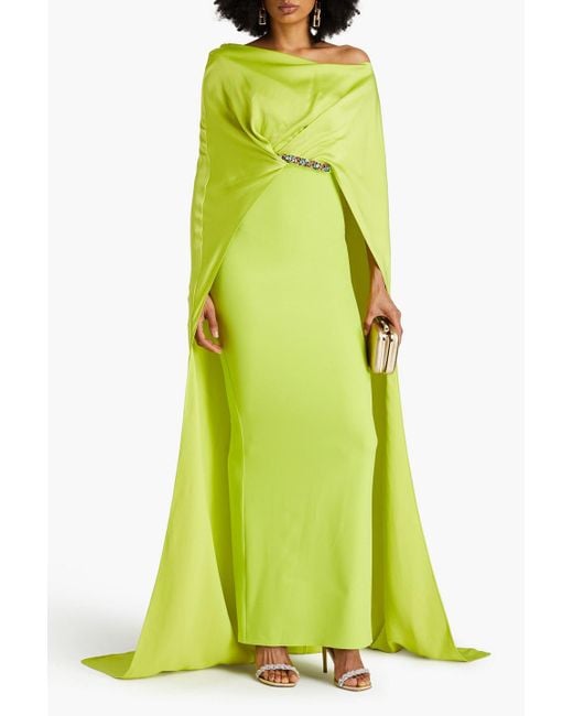 Safiyaa Yellow Crystal-embellished Satin-crepe Gown