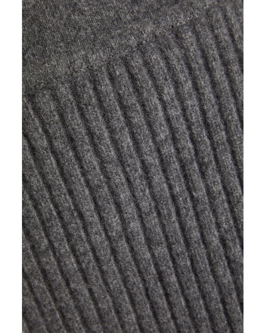 Thom Browne Gray Ribbed Wool And Cashmere-blend Midi Skirt