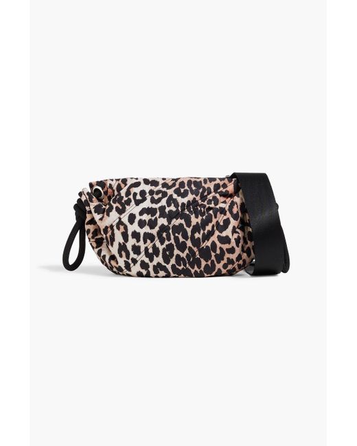 Ganni Black Leopard-print Shell Shoulder Bag