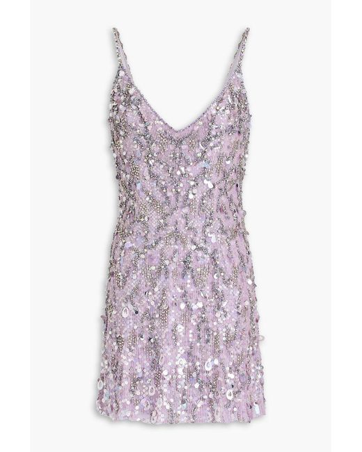 Jenny Packham Purple Haze Embellished Tulle Mini Dress