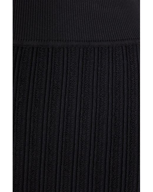 Alberta Ferretti Black Textured-knit Midi Pencil Skirt