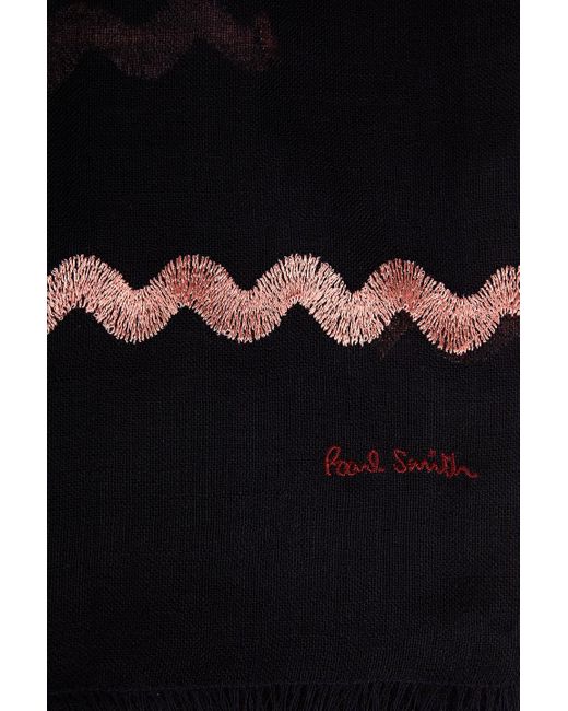 Paul Smith Black Schal aus woll-gaze mit stickereien