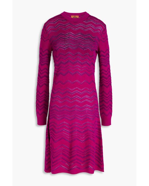 Missoni Pink Crochet-knit Wool-blend Dress