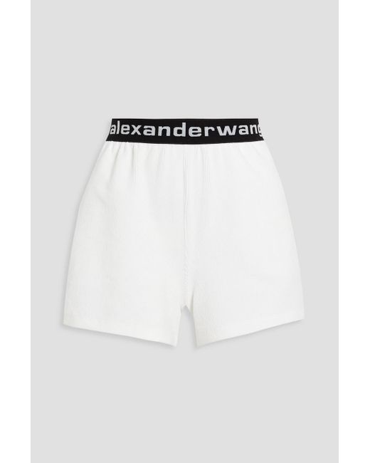 T By Alexander Wang White Stretch Cotton-blend Corduroy Shorts