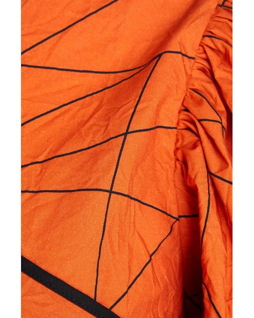 Gentry Portofino Orange Bedrucktes cropped oberteil aus baumwolle mit wickeleffekt