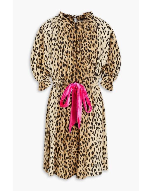 Valentino Garavani Multicolor Leopard-print Silk Crepe De Chine Mini Dress