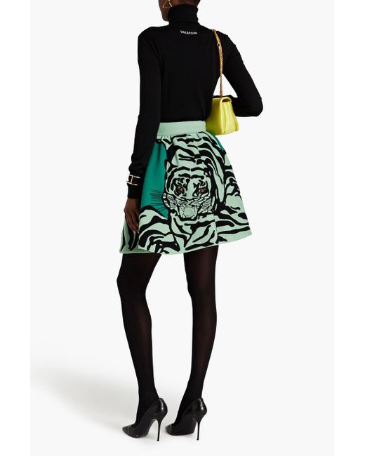 Valentino Garavani Green Embellished Wool And Cashmere-blend Felt Mini Skirt