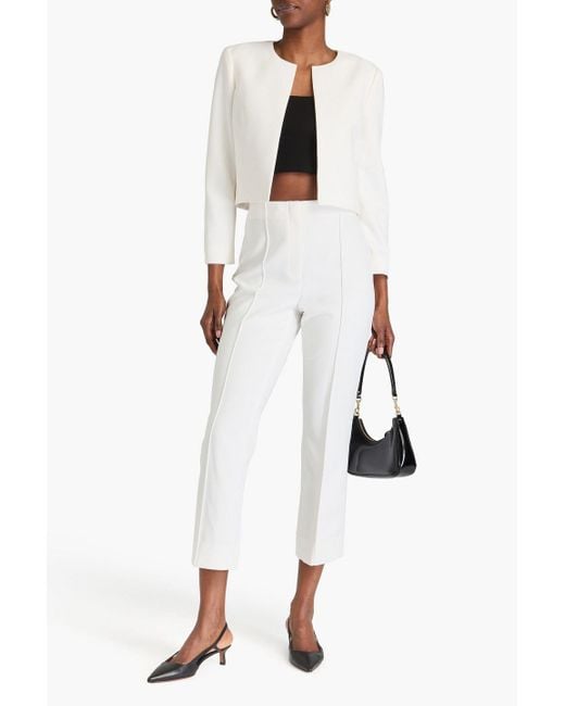 Theory White Cropped Crepe Tapered Pants